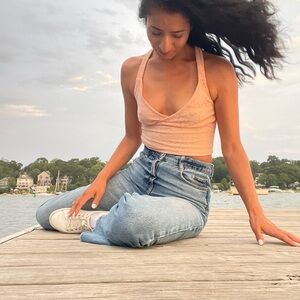 Pastel pink lace tank top #feminine